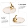 FONDOTIN Jewelry Storage Tray Swan Decor Ceramic Plate for Earring Holder Sundries view 3