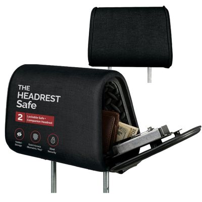 Hidden Car Headrest Safe with Companion Headrest, Biometric Access