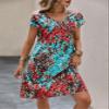 BOPOCO Dresses for Women Dress Women's Dress Allover Print Batwing Sleeve Dress Dress (Color : Green, Size : Small) view 3