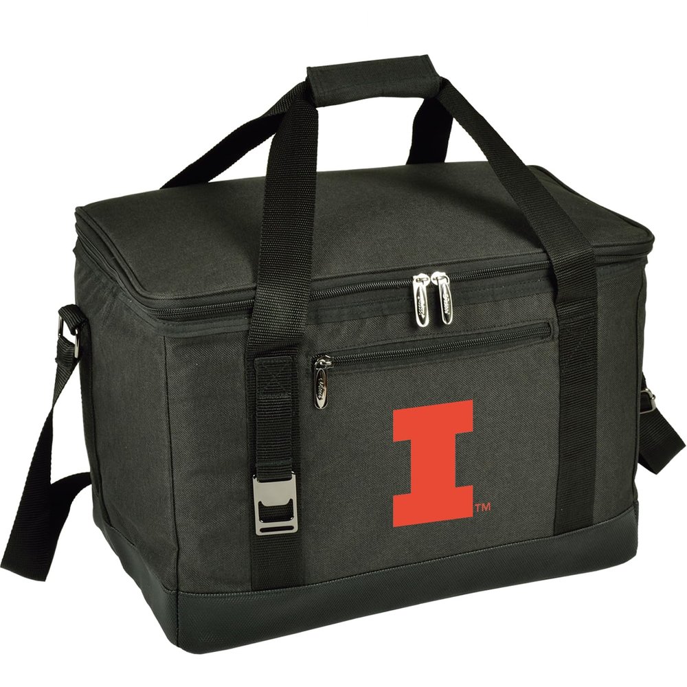 Illinois University Officially Licensed Fighting Illini Folding Insulated Leakproof Cooler for Lunch Picnic Camping Beach Park Day Trips - 46 Can Capacity Designed & Quality Approved in USA