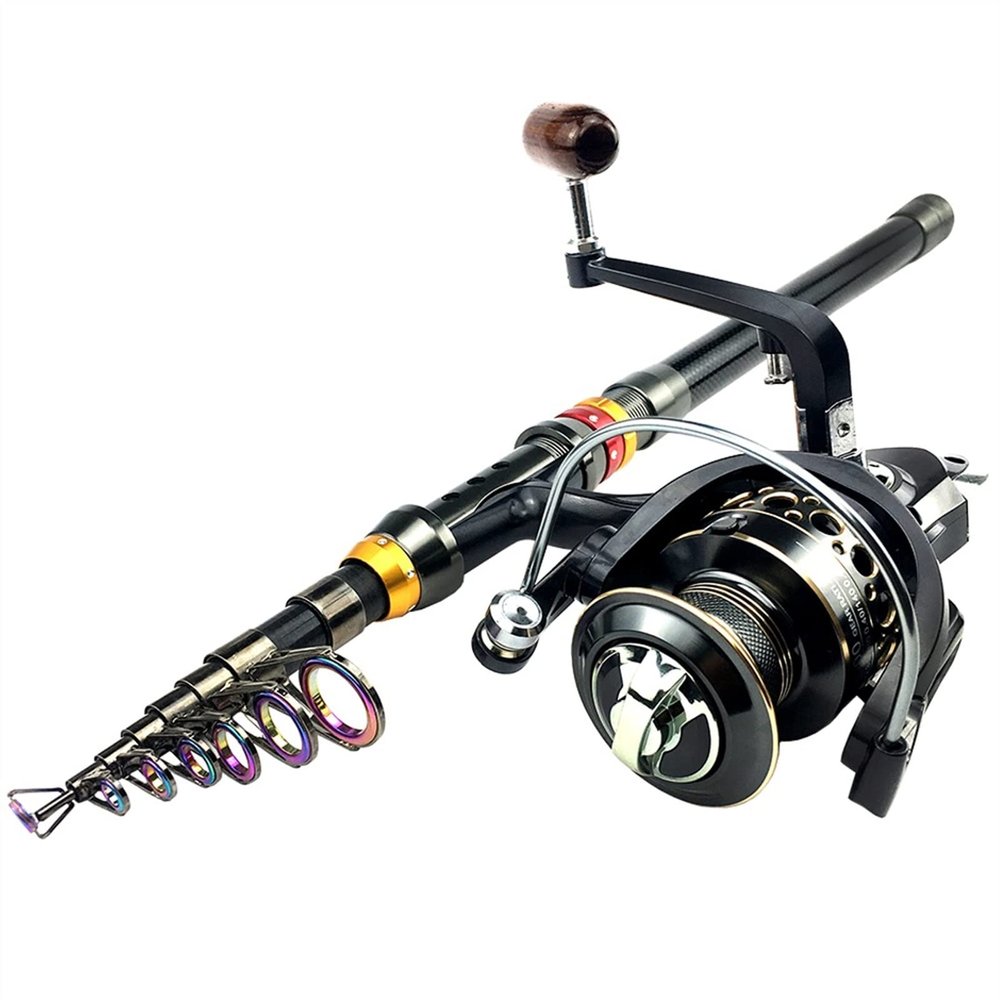 Portable Fishing Rods 1.8-3.6m Telescopic Fishing Rod and 11BB Fishing Reel Wheel Portable Travel Fishing Rod Spinning Fishing Rod Combo Telescopic Fishing Pole (Size : 2.4M Rod with BK3000)