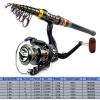 Portable Fishing Rods 1.8-3.6m Telescopic Fishing Rod and 11BB Fishing Reel Wheel Portable Travel Fishing Rod Spinning Fishing Rod Combo Telescopic Fishing Pole (Size : 2.4M Rod with BK3000) view 2
