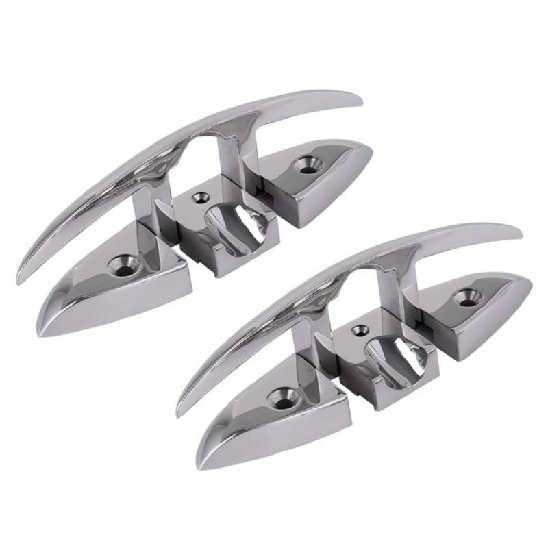 LJFMDLN 2 Pack Boat Deck Cleat Folding Flip Up Flush Dock Cleat 316 Stainless Steel Marine Mooring Rope Cleat for Dock Lines (Size : 8 inch)