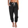 Canbebig Womens Jogger Pants 2023 Soft Casual Drawstring Tie Elastic Waist Loose Jogging Trousers Solid Sweatpants with Pockets Black view 2
