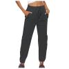 XUNRYAN Cargo Pants Womens High Waist Hiking Pants Lightweight Outdoor Athletic Pants Crop Trousers Joggers w Pockets Dark Gray view 2