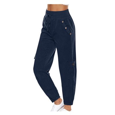 XUNRYAN Cargo Pants Womens High Waist Hiking Pants Lightweight Outdoor Athletic Pants Crop Trousers Joggers w Pockets Navy