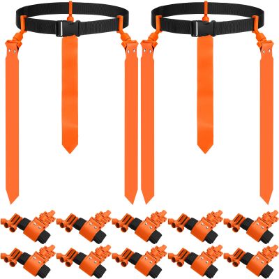 Hungdao 12 Pcs 10/12 Players Flag Football Belts and Flags Adjustable Football Belts for Kids Teens Adults Team Training Sport Event (Orange)