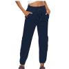 XUNRYAN Cargo Pants Womens High Waist Hiking Pants Lightweight Outdoor Athletic Pants Crop Trousers Joggers w Pockets Navy view 2