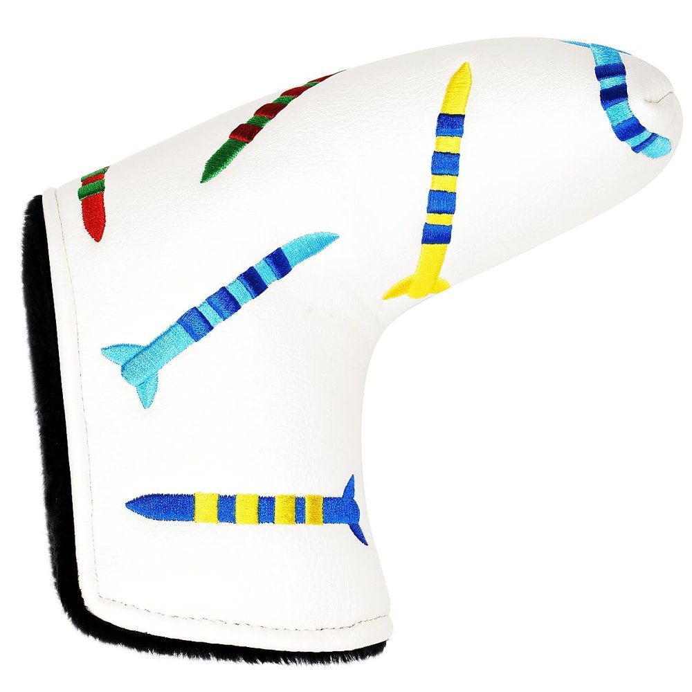 ROYMADE Golf Blade Putter Cover Premium Golf Putter Headcover Missile Design PU Leather Golf T Putter Head Cover (for White Putter 1pc)