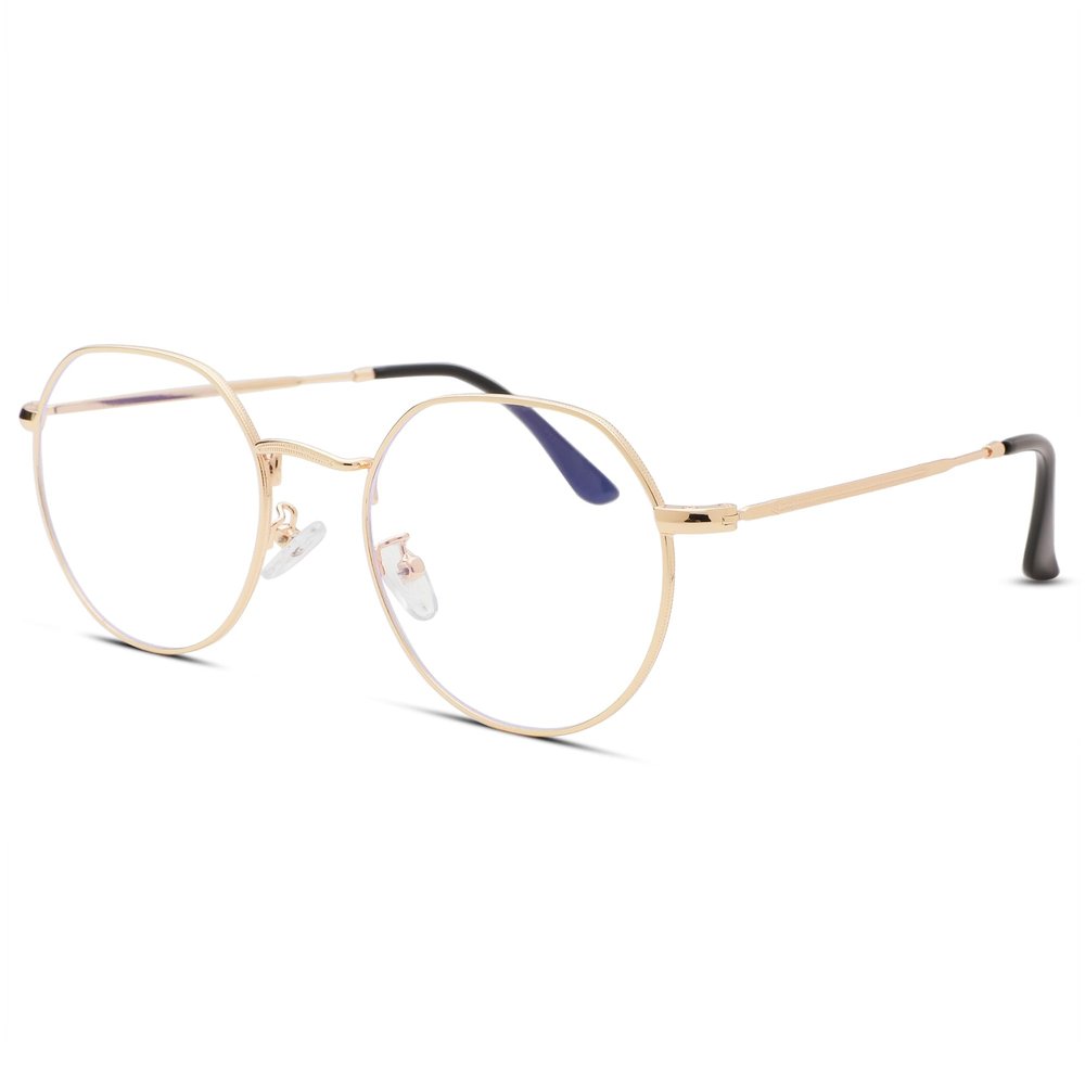 Pro Acme Fashion Round Glasses Metal Clear Lens Frame Vintage Circle Fake Large Unisex Eyeglasses 53MM (N-Gold)