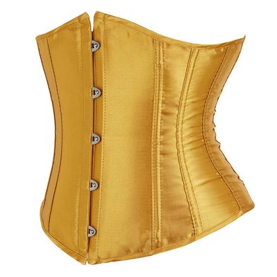 Hengzhifeng Women's Gothic Classic Satin Lace Up Boned Underbust Corsets Bustiers Top (Large,Turmeric)