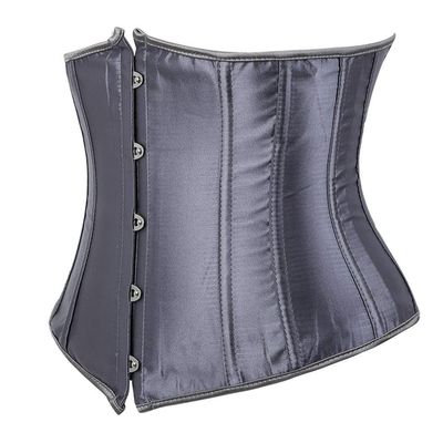 Hengzhifeng Women's Gothic Classic Satin Lace Up Boned Underbust Corsets Bustiers Top (7X-Large,Gray)