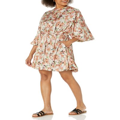 The Drop Women's Multi Floral Print Dolman Sleeve Mini Dress by @kelclight, M
