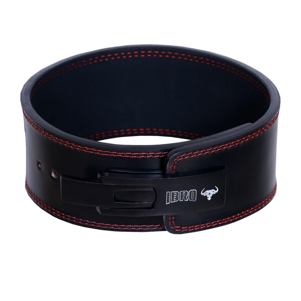 IBRO Powerlifting Lever Gym Belt  Power 10MM Extreme Heavy Duty Genuine Cowhide Leather Belts - Squats Deadlifts Bodybuilding Weight Lifting IPF Power Lifting Strongman for Men 10mm Black Red XL