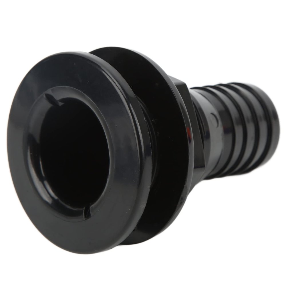 Thru Hull Fitting, 1-1/2in Straight ABS Hose Connector for Boats and Marine Applications Black Accessory for Yacht and Sailboat Systems