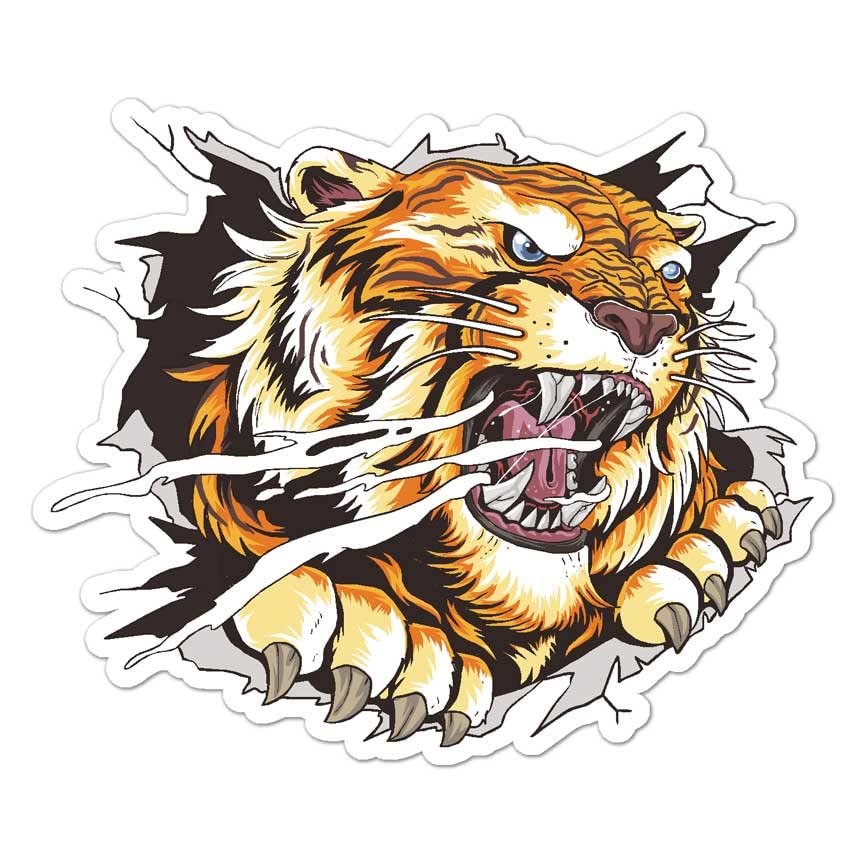 Tiger Rip Tear Claws Vinyl Decal Sticker- 3.75" x 4.5"