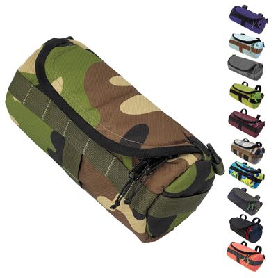 Handlebar Bag (Blazin Camo Burrito) | 2 Liter Capacity | Spacious Bike Bag w/ 2 Extra Long Buckle Straps & 1 Hook-and-Loop Strap | Water Resistant Front Basket | Bike Accessories | Made in USA