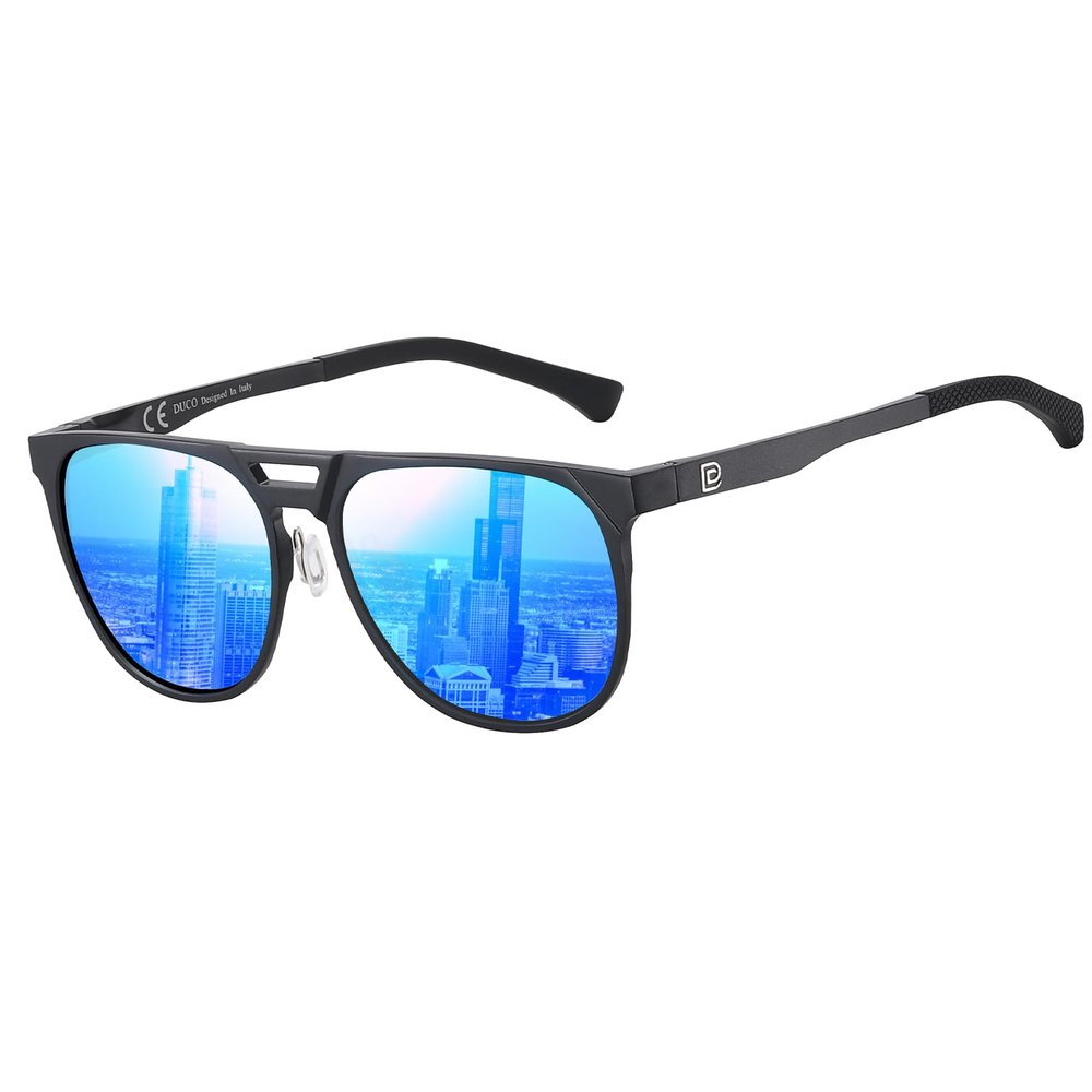 DUCO Retro Polarized Sunglasses for Men UV400 Protection Mens Sun Glasses Classic Vintage Shades with Lightweight AL-MG Metal Frame DC3052