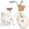 Glerc Little Molly 18 Inch Kids Bike, Retro Cruiser Girls Bike for Children Ages 5-9 Years Old, Kids Bicycle with Wicker Basket & Kickstand, White view 1