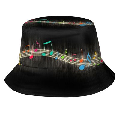 Musical Note Music Bucket Hats Summer Travel Fisherman Hat Reversible Bucket Hat Beach Sun Hats for Women Men