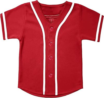SPTEHW Kids Baseball Jersey Button Down Hip Hop T Shirts Personalized Softball Jersey for Boys Girls (2 Years,red)