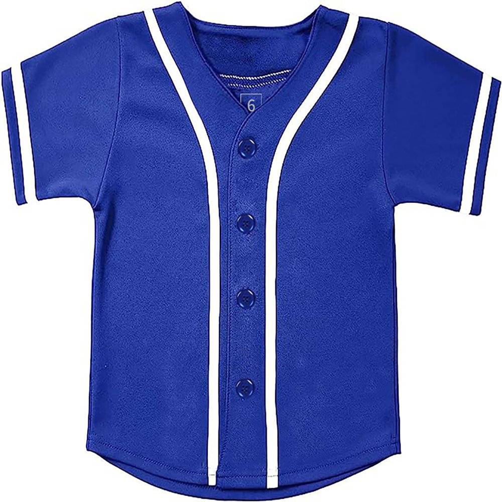 SPTEHW Kids Baseball Jersey Button Down Hip Hop T Shirts Personalized Softball Jersey for Boys Girls (2 Years, Blue)