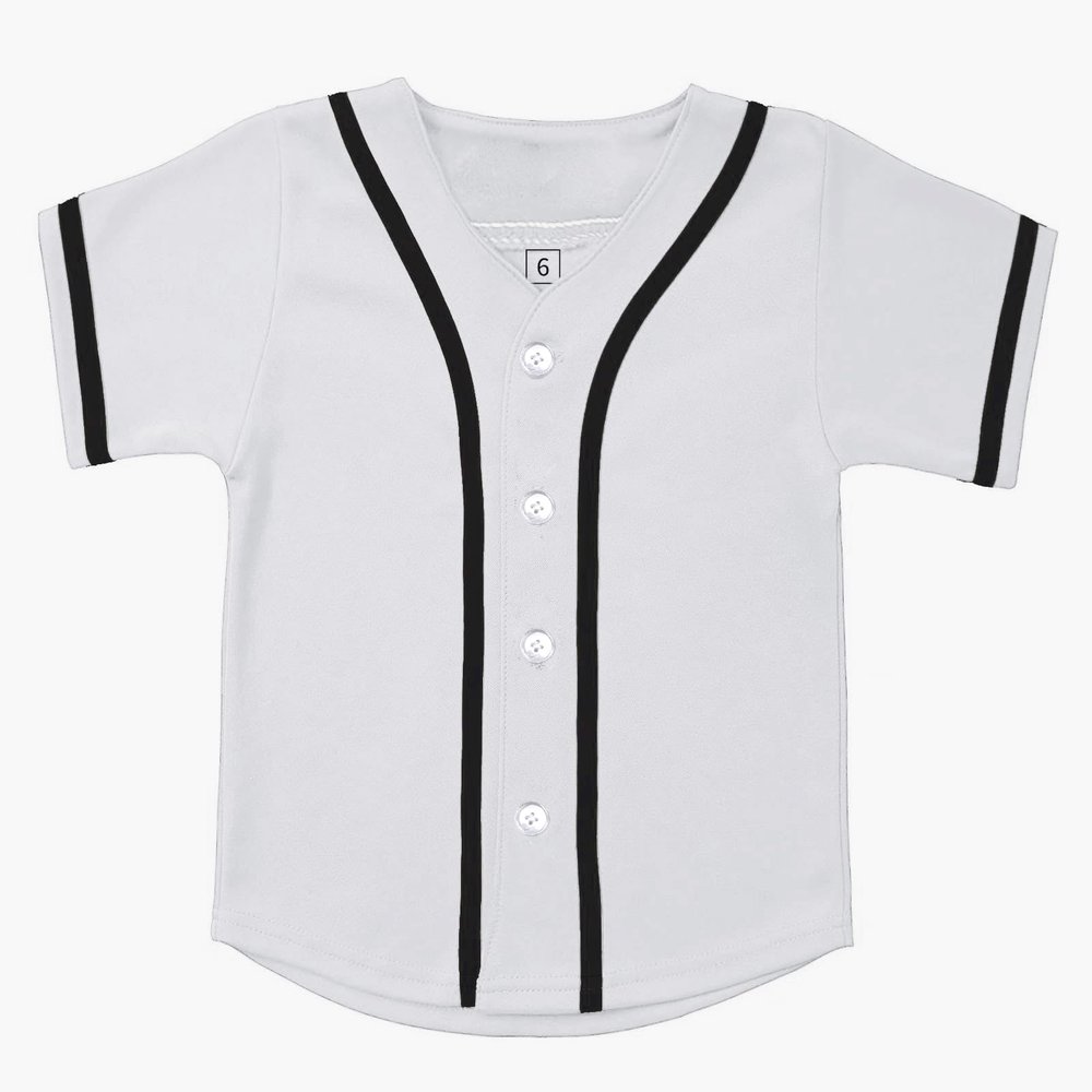 SPTEHW Kids Baseball Jersey Button Down Hip Hop T Shirts Personalized Softball Jersey for Boys Girls (6 Years, White)