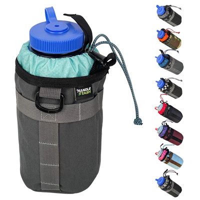 Stem Bag Insulated Water Bottle Bag (Charcoal & Influencer Blue) | Holds Ice for 7+ Hours | Water Resistant Holder with 2 Buckle Straps & 1 Hook-and-Loop Strap | Bike Accessories | Made in USA