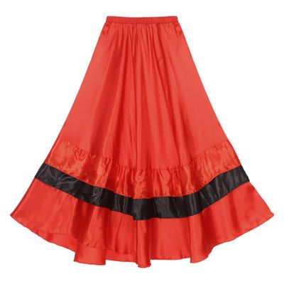 YEAHDOR Womens Long Full Circle Folklorico Dance Skirts Spanish Bull Folkloric Mexican Flamenco Performance Costume Type C 180 Degree One Size