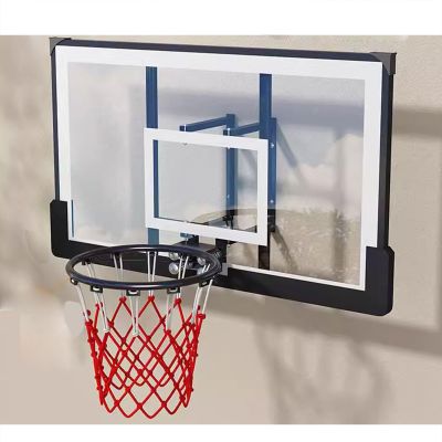 48" Wall Mounted Height Adjustable Fixed Basketball Cap,Basketball Backboard,Indoor Basketball HoopDurable Brackets and Outdoor All-Weather MeshAdjustable Basketball Hoop (Black,S)