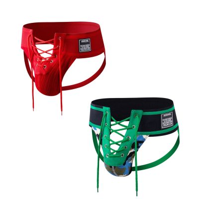 JOCKMAIL 2PCS/Pack Mens Briefs Jock Strap Athletic Supporter Wide Belt Comfortable Men Thongs Briefs for Gym Sport (as1, alpha, x_l, regular, regular, New red+Green)