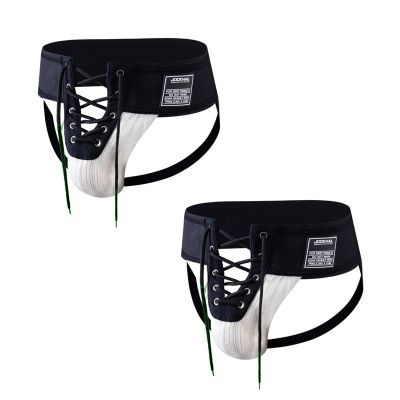 JOCKMAIL 2PCS/Pack Mens Briefs Jock Strap Athletic Supporter Wide Belt Comfortable Men Thongs Briefs for Gym Sport (as1, alpha, m, regular, regular, White+White)