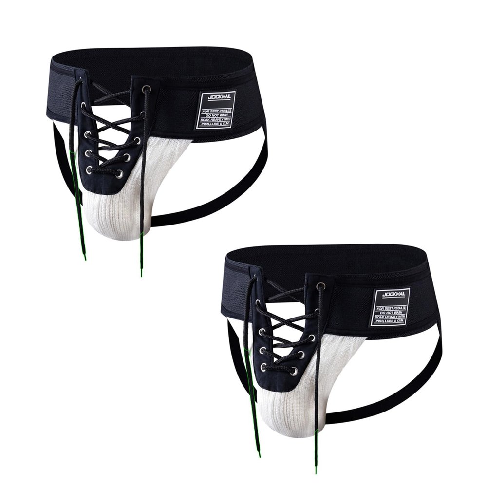 JOCKMAIL 2PCS/Pack Mens Briefs Jock Strap Athletic Supporter Wide Belt Comfortable Men Thongs Briefs for Gym Sport (as1, alpha, m, regular, regular, White+White)