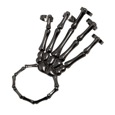 Starsouce Punk Style Skull Skeleton Hand Bracelet with Ring Halloween Goth Ghost Claw Finger Hand Bone Bracelet for Women