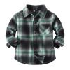 Toddler Boys Girls Shirt Coat Jacket Gradient Plaid Long Sleeve Kids Button Tops Outwear Boys Fall (Green, 6-7 Years) view 1