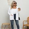 LILBETTER Women Long Sleeve Soft Basic Knit Cardigan Sweater with Pockets(White,Medium) view 3