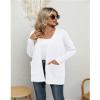 LILBETTER Women Long Sleeve Soft Basic Knit Cardigan Sweater with Pockets(White,Medium) view 4