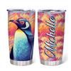 Hyturtle Personalized Gifts For Penguin Lover - Penguin Printed Custom Name Stainless Steel Tumbler 20oz With Lid - Idea Animal Lover Gifts For Women Girl kids On Birthday, Christmas view 1