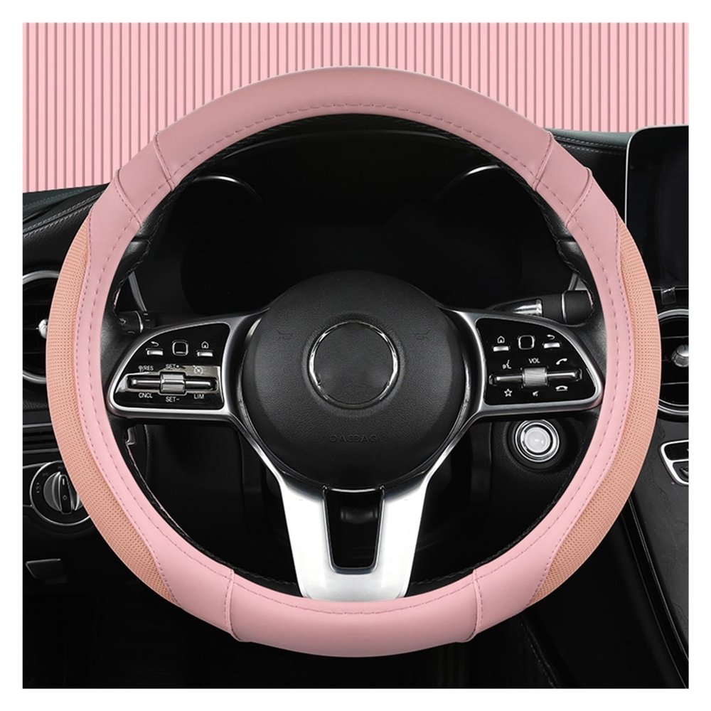 FUERU Car Steering Wheel Cover Set Car Steering Wheel Cover Fashion Leather Ice Silk Stretch Breathable Car Interior Accessories (Color : 6#)