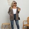 LILBETTER Women's 2023 Fall Winter Long Sleeve Open Front Casual Lightweight Soft Knit Cardigan Sweater Outerwear(Brown,Medium) view 3