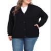Classic Plus Size Sweater for Women Non-Bulky Soft Stretch Cardigans(Black, 4X) view 1