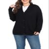 Classic Plus Size Sweater for Women Non-Bulky Soft Stretch Cardigans(Black, 4X) view 2