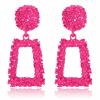 Jstyle Gold Statement Clip On Earrings for Women, Big Rectangle Geometric Dangle Clip Earrings Fashion Large Gold Silver Hot Pink Drop Earrings for Women Non Pierced Pink Tone B view 1