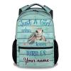 AIOMXZZ Personalized Sea Turtle School Backpack for Kids, 16 Inch Green Backpacks for Girls, Cartoon, Durable, Lightweight, Large Capacity Bookbag for Travel view 1