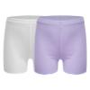 FEESHOW Girls Kids Seamless Boyshort Panties Cotton Safe Under Dress Underwear Gymnastics Sports Shorts Tumbling Dancing White&Purple 3-4 Years view 1