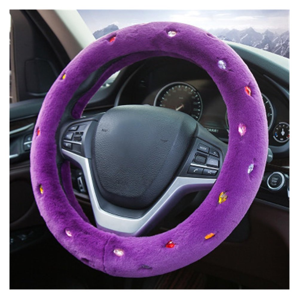 FUERU Car Steering Wheel Cover Set Car Steering Wheel Cover Plush with Drill Comfortable Shock-Absorbing Car Interior (Color : 3#)