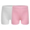 FEESHOW Girls Kids Seamless Boyshort Panties Cotton Safe Under Dress Underwear Gymnastics Sports Shorts Tumbling Dancing White&Pink 3-4 Years view 1