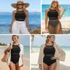Holipick Black Crochet Tummy Control One Piece Swimsuit Modest Bathing Suit High Neck Full Coverage Swimwear L view 4