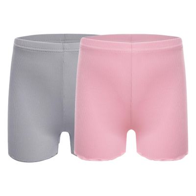 FEESHOW Girls Kids Seamless Boyshort Panties Cotton Safe Under Dress Underwear Gymnastics Sports Shorts Tumbling Dancing Gray&Pink 5-6 Years