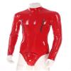 Lorilida Men Shiny Latex Catsuit Jumpsuit Patent Leather Long Sleeve Zipper Bodysuit Leotard Clubwear Red Large view 3